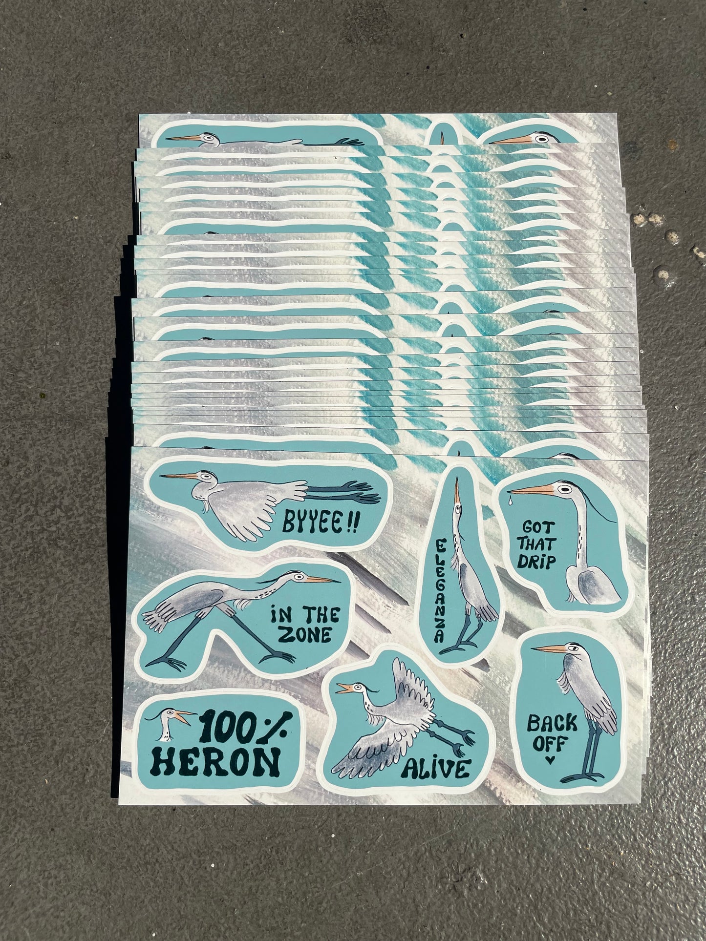 100% Heron Sticker Sheet
