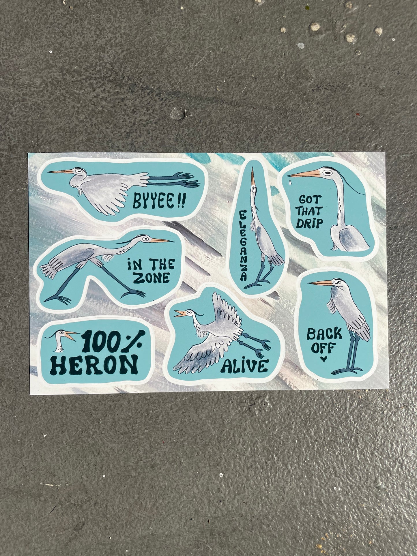 100% Heron Sticker Sheet